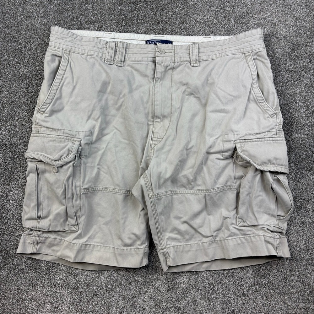 Vintage Polo Ralph Lauren Cargo Shorts Mens 40 Beige Military Utility Canvas